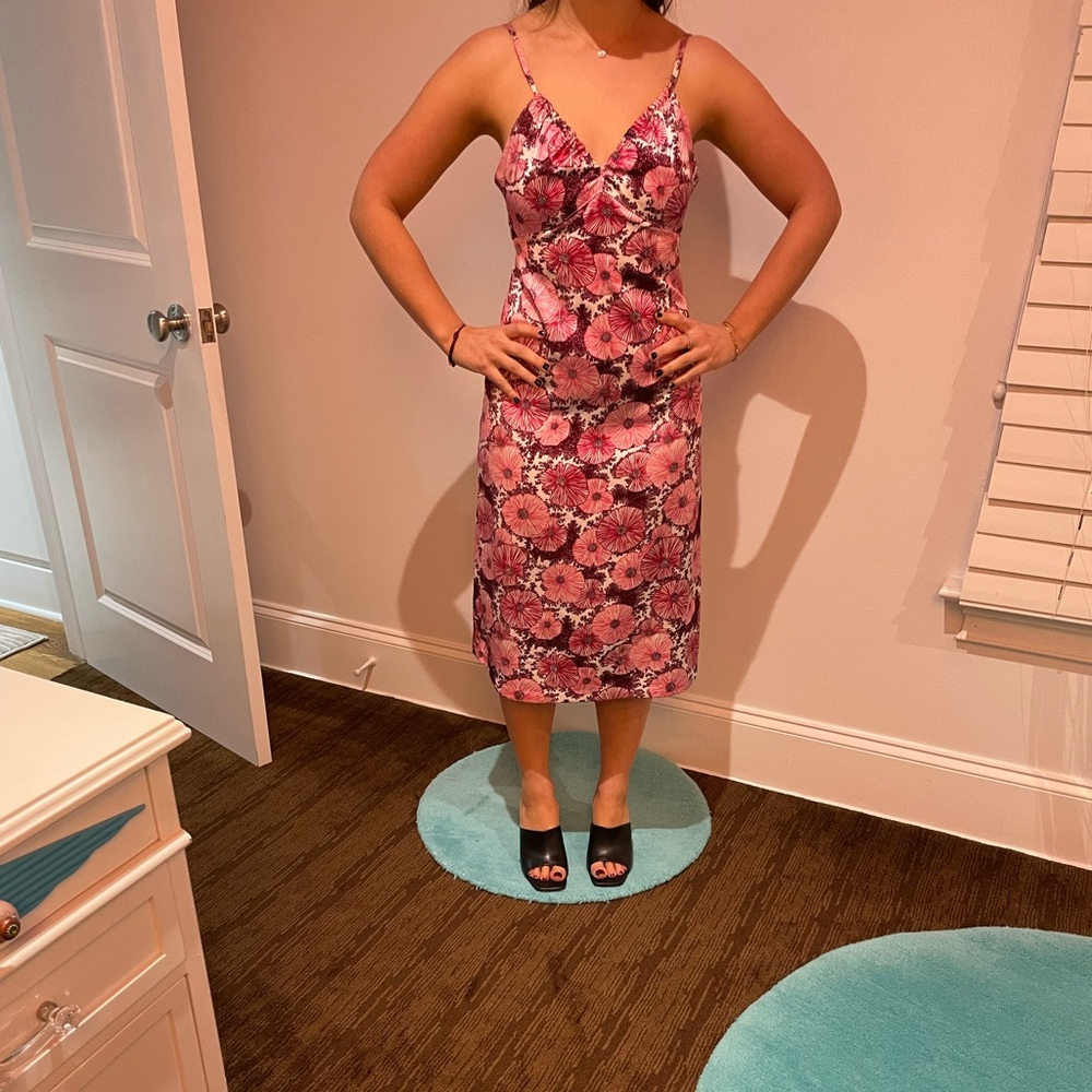 Pink Floral slip dress. Made by Sisley.